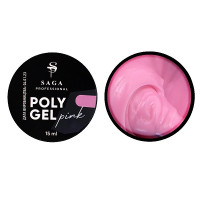 Saga Professional Poly gel в банке 15мл Pink